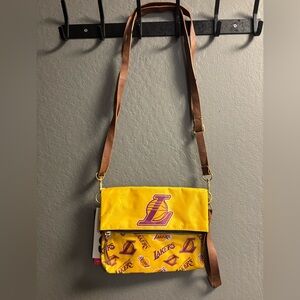 New w tags Los Angeles Lakers Printed Collection Foldover Tote Bag by foco nba